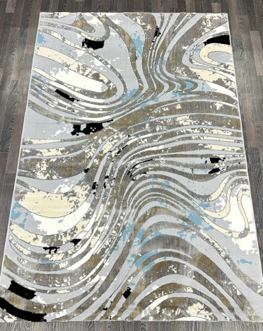 Ковер турецкий B036A SANANDAJ (Полиэстер хит-сет, бежевый, серый, голубой)