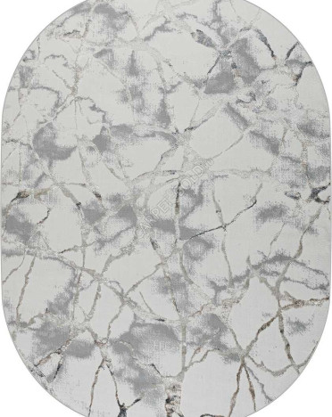 Ковер турецкий 38898A Olimpos овальный (PP Heatset Высокоплотный, бежевый, серый)